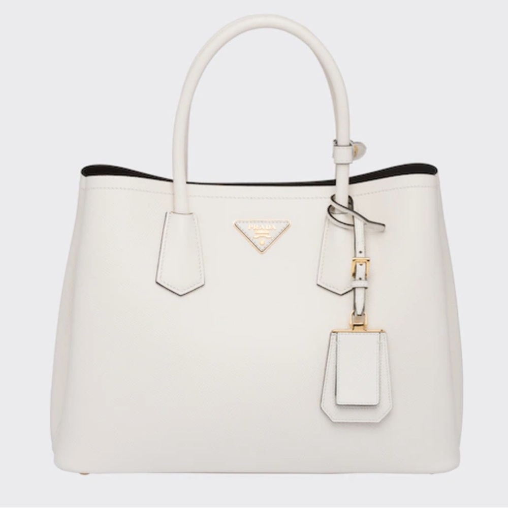 Prada Saffiano Leather Double Bag - White | Medium (Brand New/Never Worn)